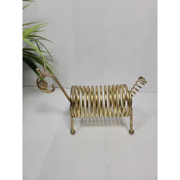 Mid Century Modern Wire Coil Letter Holder, Vintage Gold Tone Animal Desk Decor - Picture 2 of 4